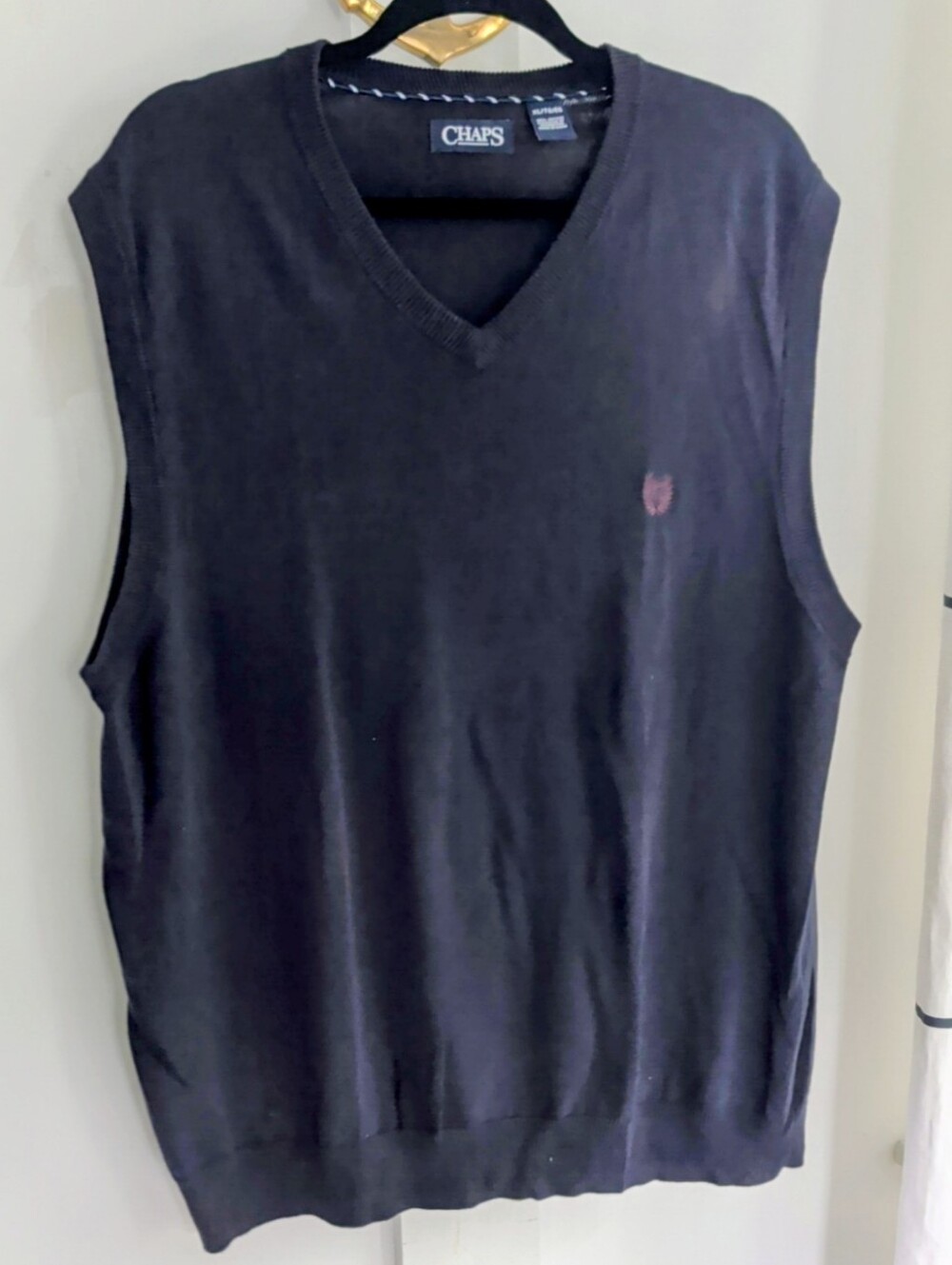 Chaps Ralph Lauren Navy Blue Men's Sweater Vest 100% Cotton Size XL